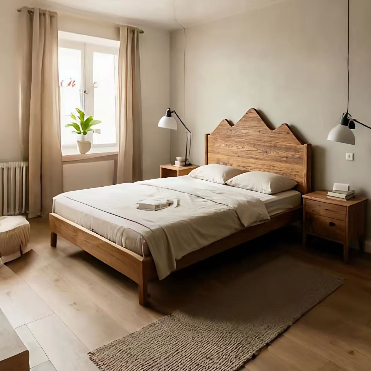 中式老榆木双人床实木婚床中古风民宿酒店大床家用复古卧室大床