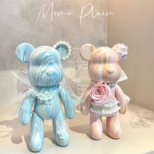 DIY Internet Celebrity Color Fluid Bear White Base Handmade Violent Bear Graffiti Coloring Painted Silicone Doll Street Stall Toy Wholesale
