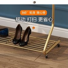 轻奢挂衣架落地带滑轮室内衣帽架服装店卧室晾衣杆商用简易收宿舍