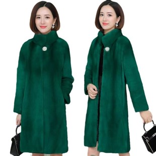 Autumn and Winter New Fur Coat Women's Mid-length Imitation Mink Collar Slimming Noble Women's Mink Velvet Korean Coat