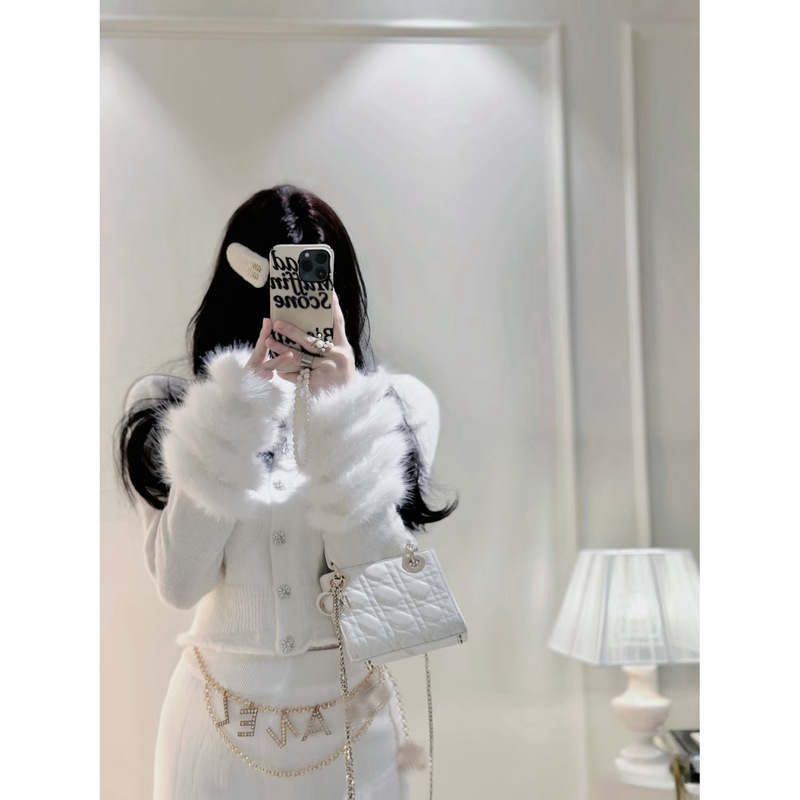 法式秋冬季韩系贵气千金小香风奶白色显瘦针织开衫女百搭休闲长裤|undefined