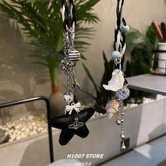 ブラックスターロープ巻き巻貝ネックレスレディースロングパーソナライズニッチデザインクロスボディスウェットシャツセーターチェーンメンズアクセサリー