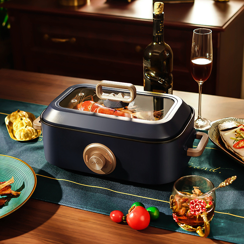 5L large capacity electric hot pot household multifunctional electric cooking pot Korean electric hot pot electric wok cooking pot gift wholesale