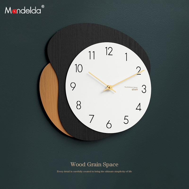 Mandelda Punch-free Home Fashion Clock Modern Simple Internet Celebrity Clock Living Room Creative Light Luxury Wall Clock