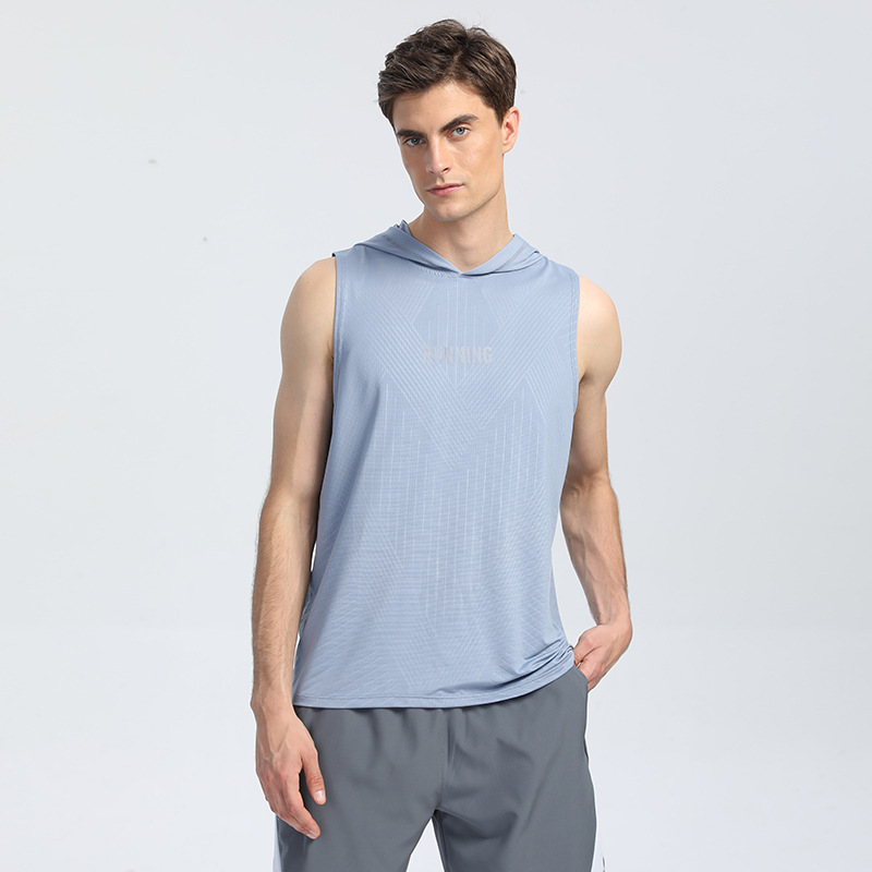 Verano de los hombres al aire libre corriendo Chaleco de secado rápido alto elástico transpirable grupo deportes fitness aeróbic sin mangas superior