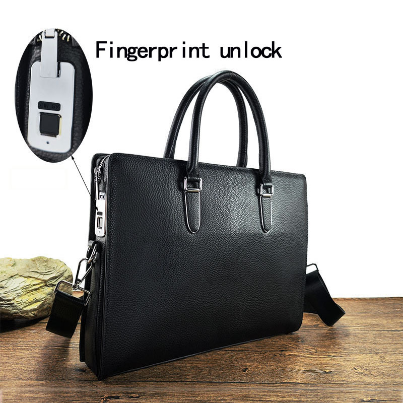 Anti-Theft Fingerprint Lock Leather Briefcase Men's Business Handbag Commuter High-End Shoulder Crossbody Bag Fingerprint Unlock Anti-Theft Fingerprint Lock Leather Briefcase Men's Business Handbag Commuter High-End Shoulder Crossbody Bag Fingerprint Unlock