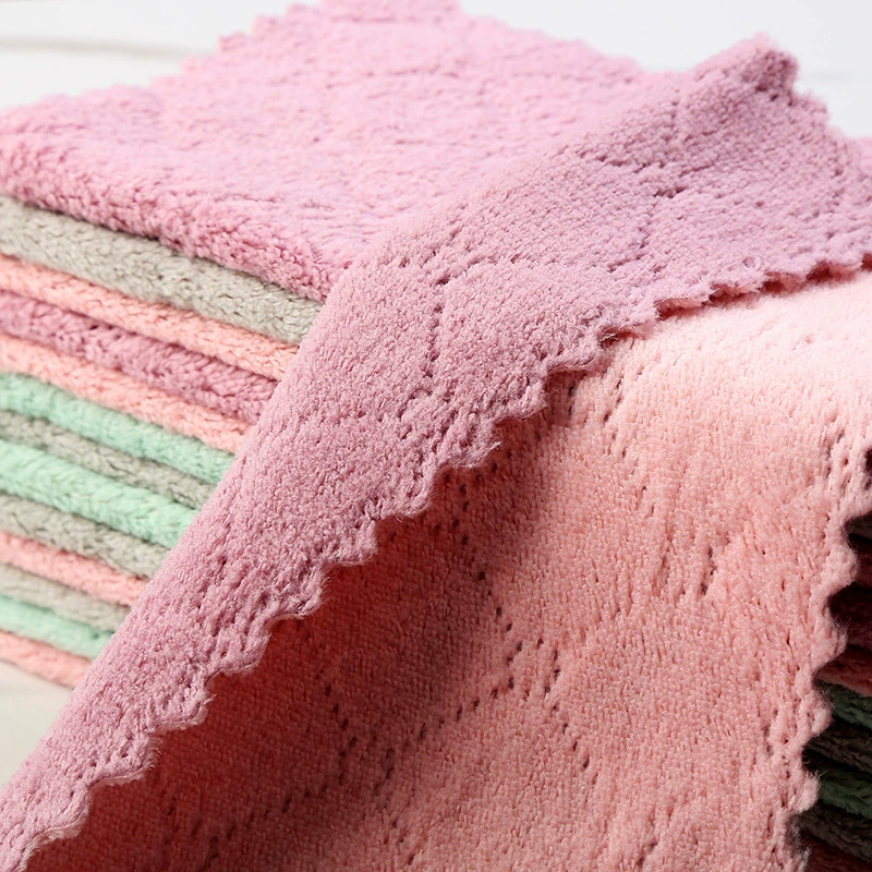 Coral Velvet Double-Sided Kitchen Cleaning Cloth, Ultra-Fine Microfiber, Multiple Sizes