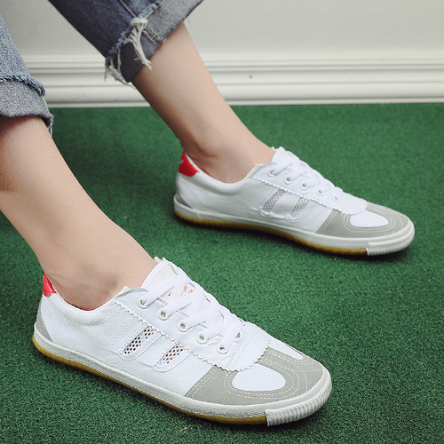 Spring and autumn breathable sports volleyball shoes for men and women training shoes men's track and field canvas mesh shoes tendon bottom non-slip white sneakers