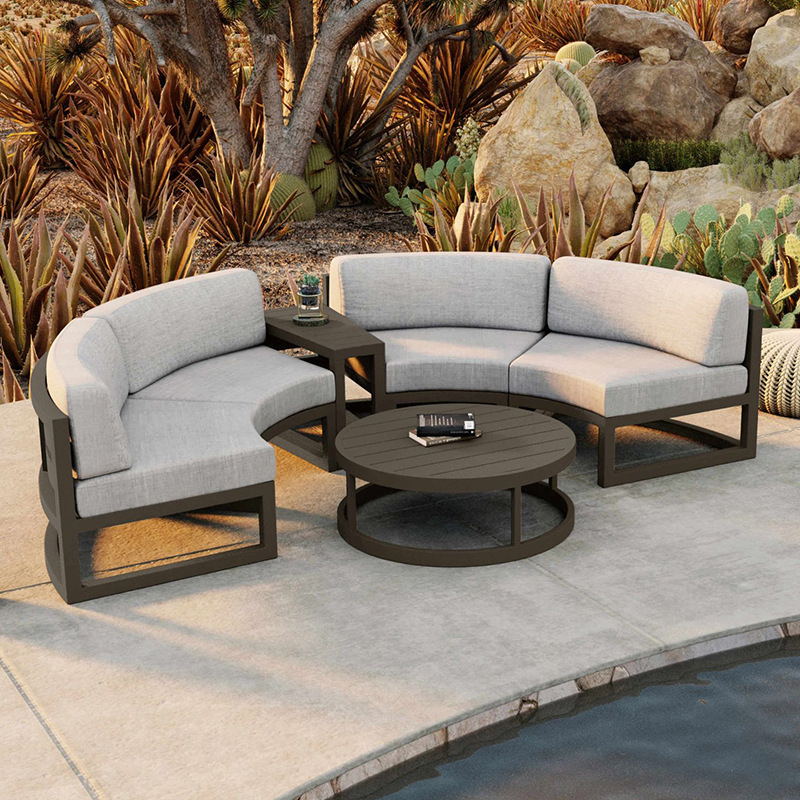 Sofá al aire libre patio villa jardín silla circular al aire libre combinación de muebles balcón al aire libre sofá de aluminio