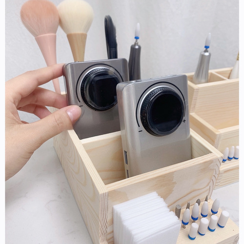New Style Nail Grinder Storage Box Minimalist Wooden Pen Holder Cotton Pads Multi-layer Tool Storage Box Fashion Item