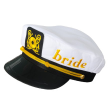 欧美跨境bride新娘海军帽头纱防晒海边水手帽刺绣帽字母帽子批发