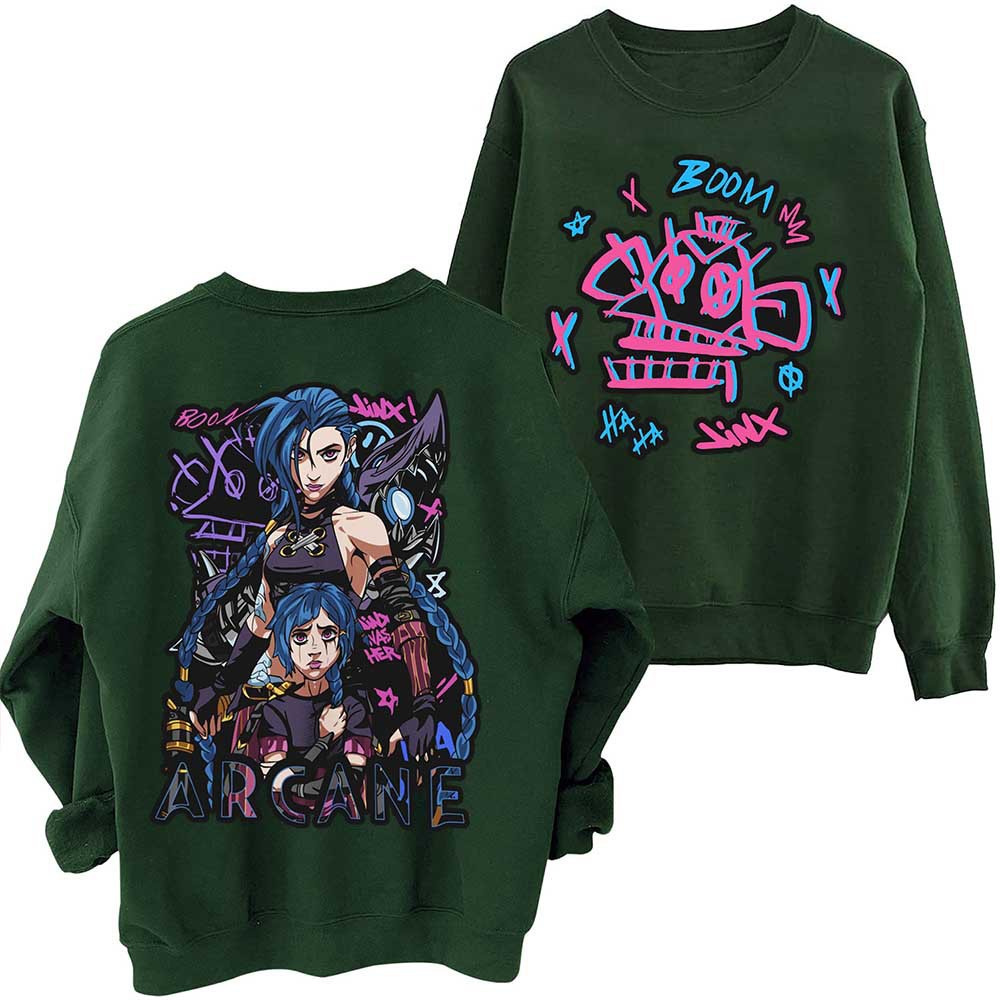 2024 Arcane-Jinx Hot Anime Sweatshirt Harajuku Round Neck