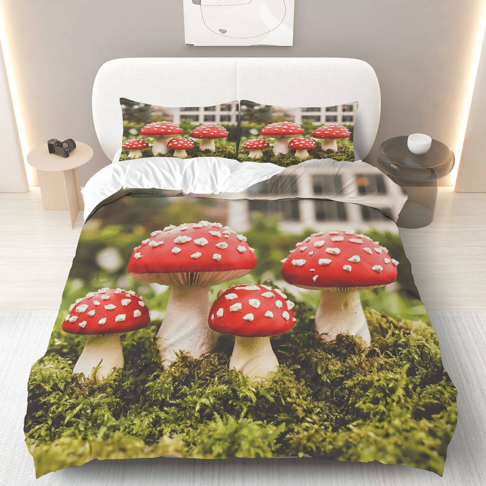 TEMU / JIT textil doméstico molido impresión digital de color iluminante set de colcha con patrón forestal para diseñar