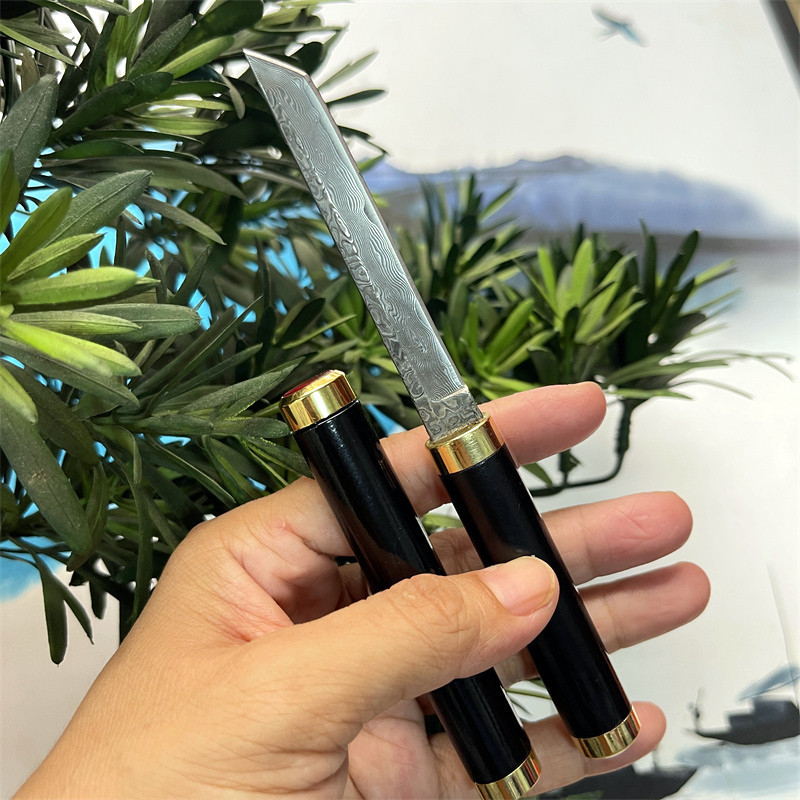 Pluma mágica Damasco cuchillo afilado de alta dureza cuchillo portátil cuchillo de fruta mini cuchillo al aire libre