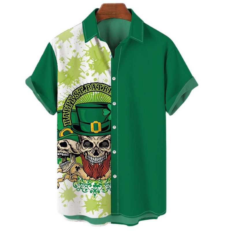 Cross-border foreign trade summer men's shirt, 3D digital printing, plus-size men's loose-fitting short-sleeve shirt