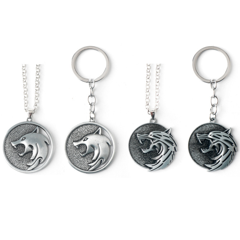 Game peripheral The witcher 3 Wizard wolf head necklace keychain Hunter medal pendant pendant Game peripheral The witcher 3 Wizard wolf head necklace keychain Hunter medal pendant pendant