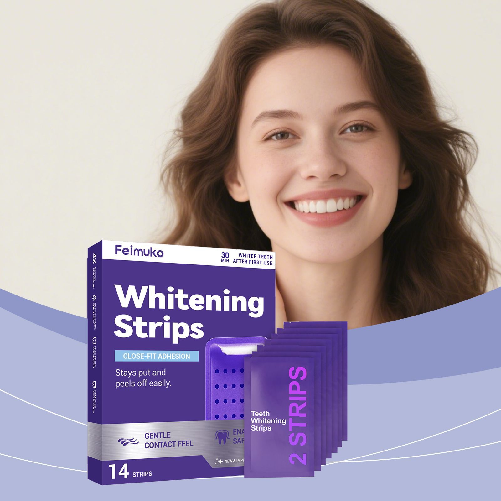 Feimuko紫色亮泽护理牙贴 日常便携居家适用呵护口腔易操作亮齿贴