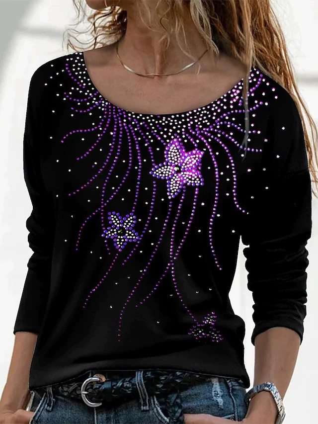 Long-sleeve, sweatshirt with a round collar, 3D