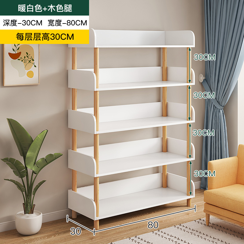 Estantería simple piso de madera maciza pierna de almacenamiento de múltiples capas dormitorio rack de almacenamiento sala de estar estante de exhibición hogar pequeña estantería