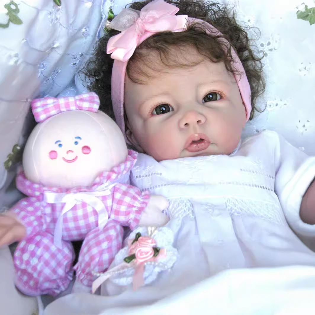 Muñeca Reborn de Simulación 20 Pulgadas Algodón PP Piel Pintada 3D Pelo Implantado para Niños