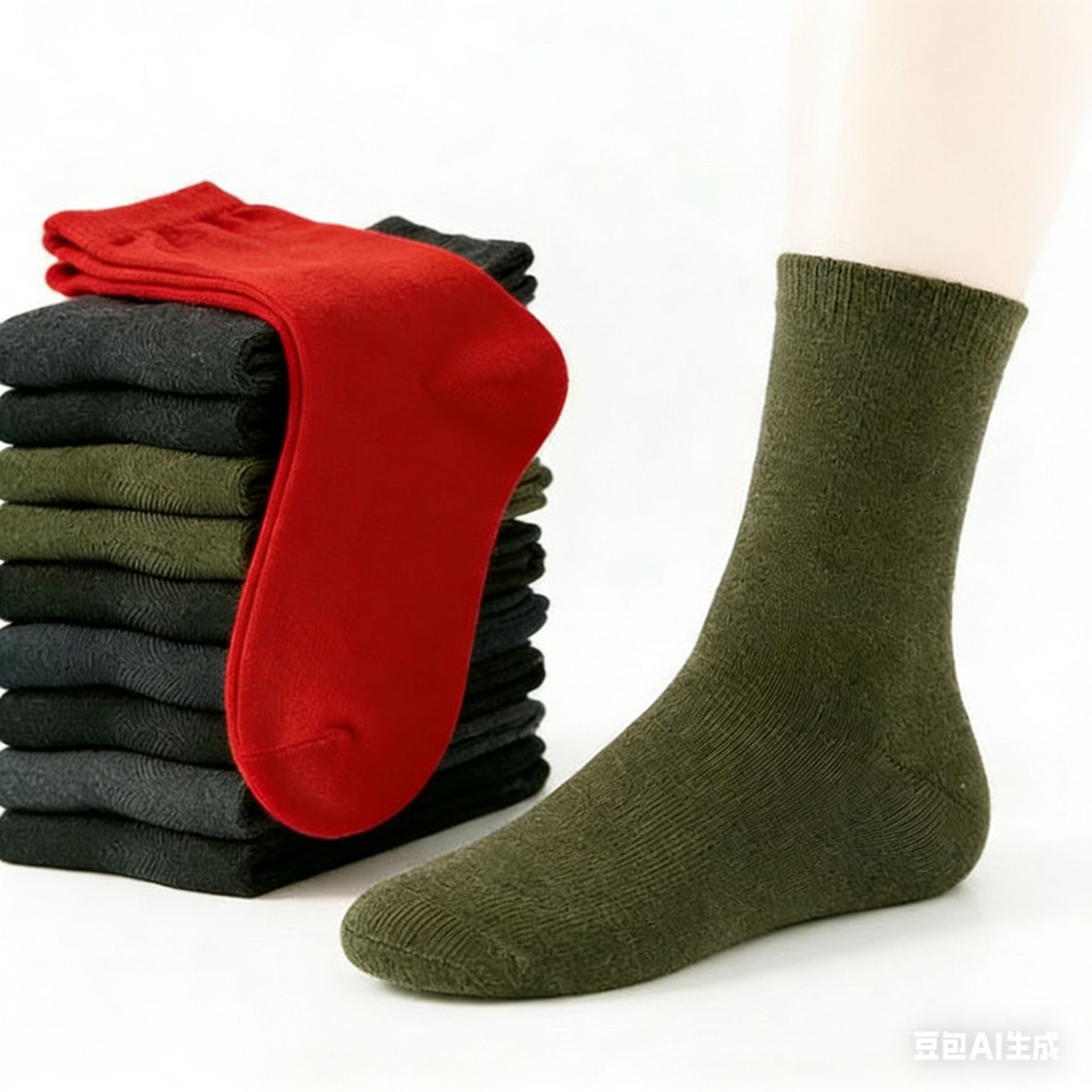 22g Spring and Autumn Unisex Mid-Calf Army Green Street Market Socks Outdoor Sports Work Safety Socks Wear-Resistant Zhuji Socks