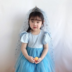 Frozen children's crown headband long veil hair clip head buckle princess hair clip performance dress children's headwear