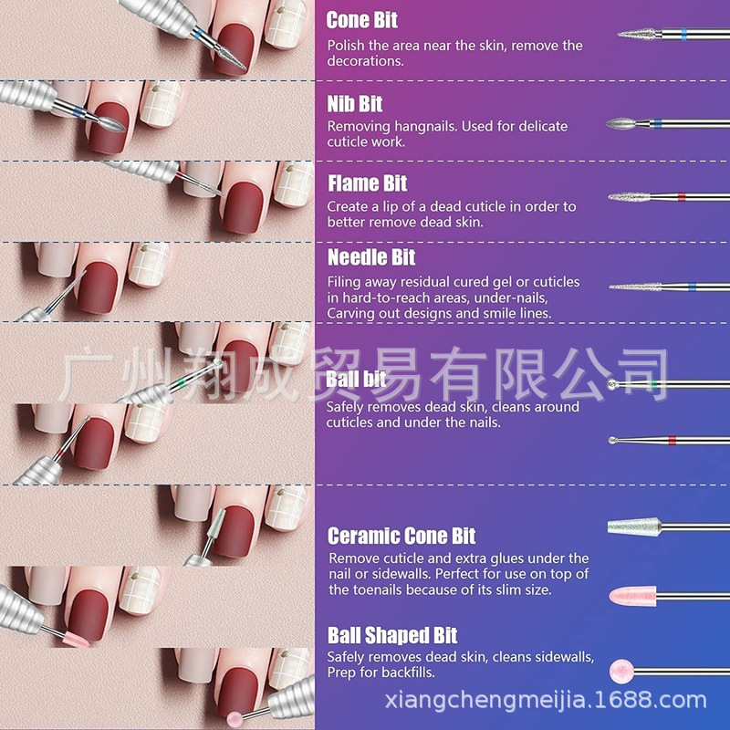 Amazon Venta caliente 30 uñas pulido cabezas traje removedor de uñas piel muerta pulido Herramientas de limpieza uñas Emery