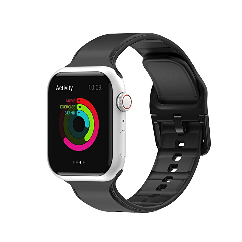 Применимый силиконовый ремешок Apple однотонный с вышивкой дышащий спортивный браслет для запястья мужчин и женщин iwatch1234567se