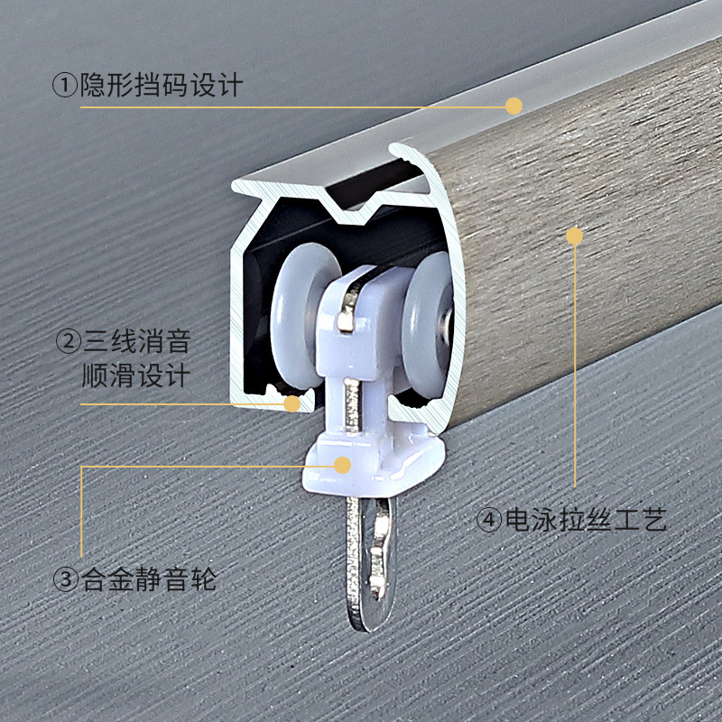 拉絲窗簾軌道隱形隱形碼防漏窗簾滑道雙滑道窗簾導軌靜音窗簾滑軌