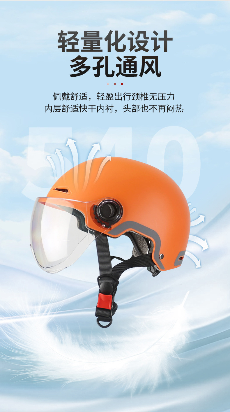 Orange Motorcycle Helmet with Custom Logo, New National Standard 3C Certification, All-Season Universal Rider Electric Vehicle Safety Helmet