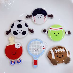 Acrylic relief double-sided printing football volleyball sports series pendant DIY keychain earring pendant accessories
