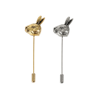 Korean style retro brooch men's small suit insert brooch jewelry original retro rabbit head insert long needle