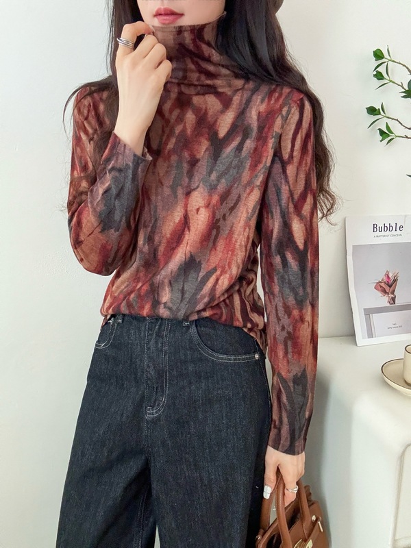 女针织衫短袖2025年新款薄款秋装毛衣100%水溶羊毛高领针织衫上衣|undefined