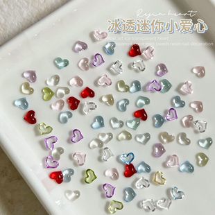 Mini Heart Nail Art Accessories Trendy Transparent Heart Resin Nail Decorations Accessories