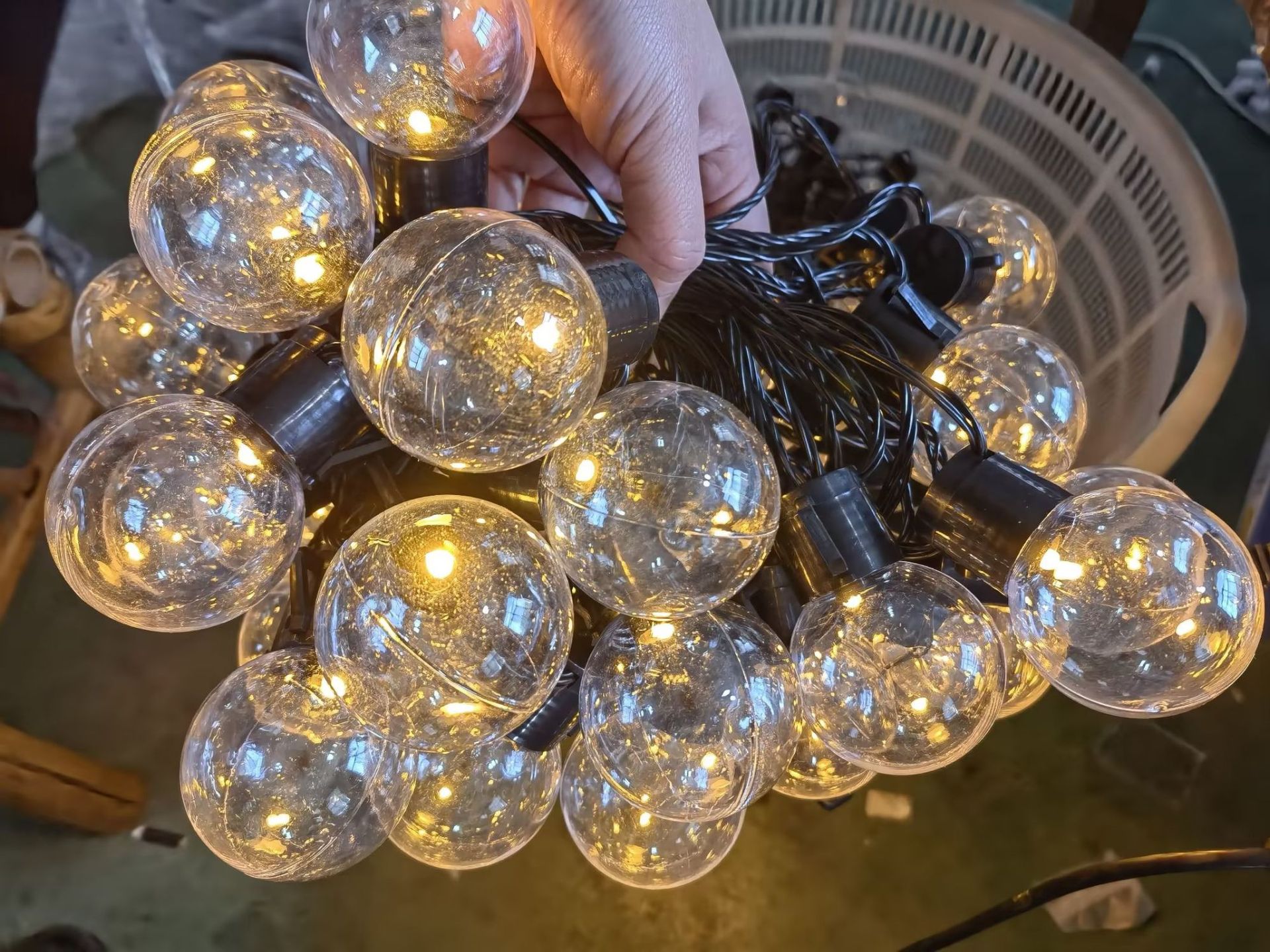 Guirnalda de luces LED para exteriores, luces de bola, luces para tienda de campaña, bodas, decoración de ambiente, caja de batería USB, luces de cadena coloridas