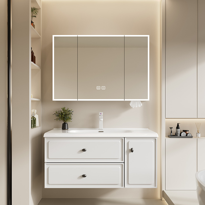 Gabinete de baño de aleación de aluminio espacio todo en cerámica inodoro lavabo de mano gabinete de lavabo combinado gabinete de espejo sellado completo