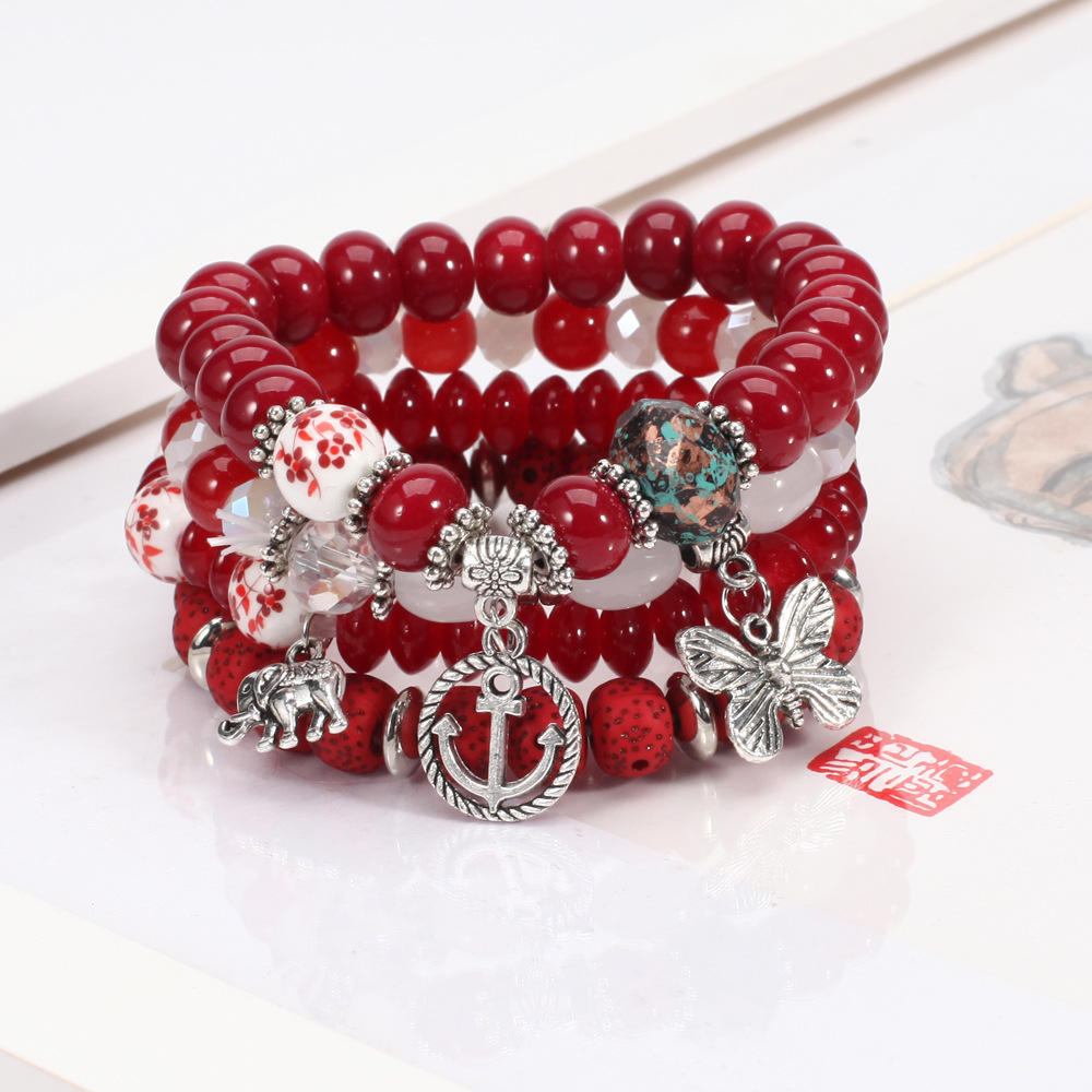 Bohemian Ship Anchor Butterfly Glass Beaded Bracelets Wholesale display picture 1
