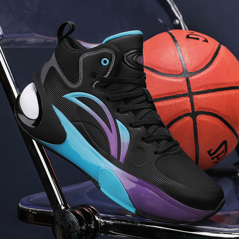 Zapatillas de baloncesto de microfibra Yushuai 17, cojín de aire de combate real juvenil, rebote de absorción de impactos, calzado deportivo profesional resistente al desgaste para estudiantes de secundaria, hombres