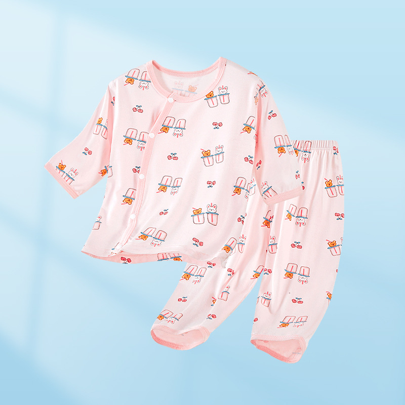 Set de verano para bebés delgado de manga media ropa de verano para niños niñas con media manga de aire acondicionado pijamas ropa de bebé