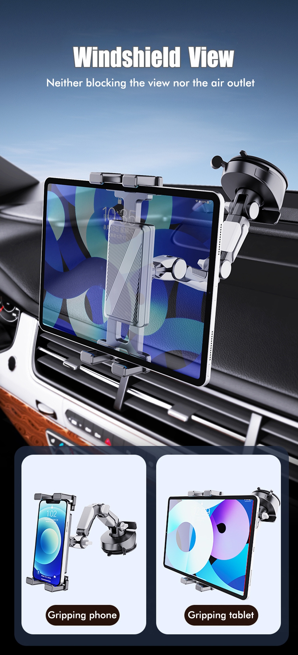 Suction Cup Car Phone Tablet Holder for Truck Dashboard