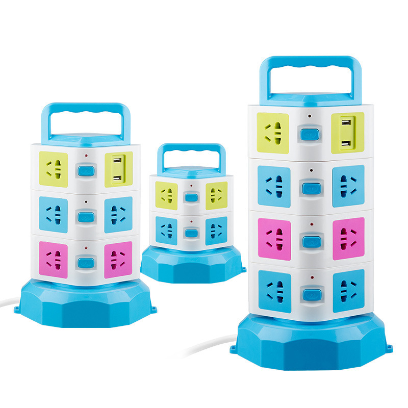 可旋转 立式插座排插带USB接线板创意魔方智能电源塔式插线板