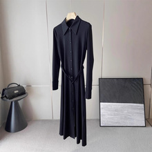 现货这条鼎牛了！!~zp!意大利RED美丽诺羊毛罗马布尖领腰带连衣裙