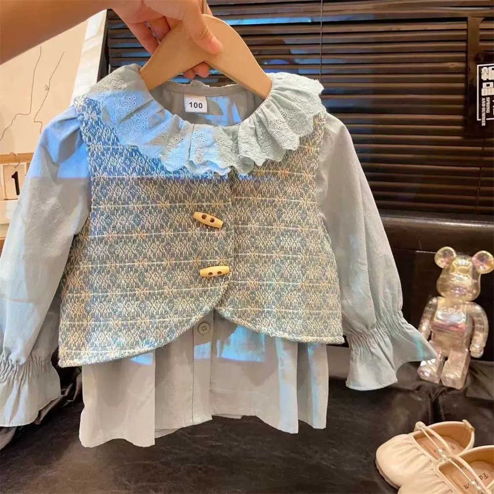 Осенний детский жилет, рубашка, стиль Chanel
