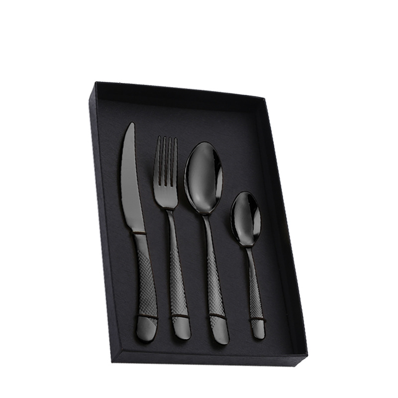 Amazon Tik Tok vajilla de acero inoxidable 4/5 piezas traje estrella diamante cuatro piezas principales caja de regalo cuchillo de comida occidental, tenedor y cuchara traje
