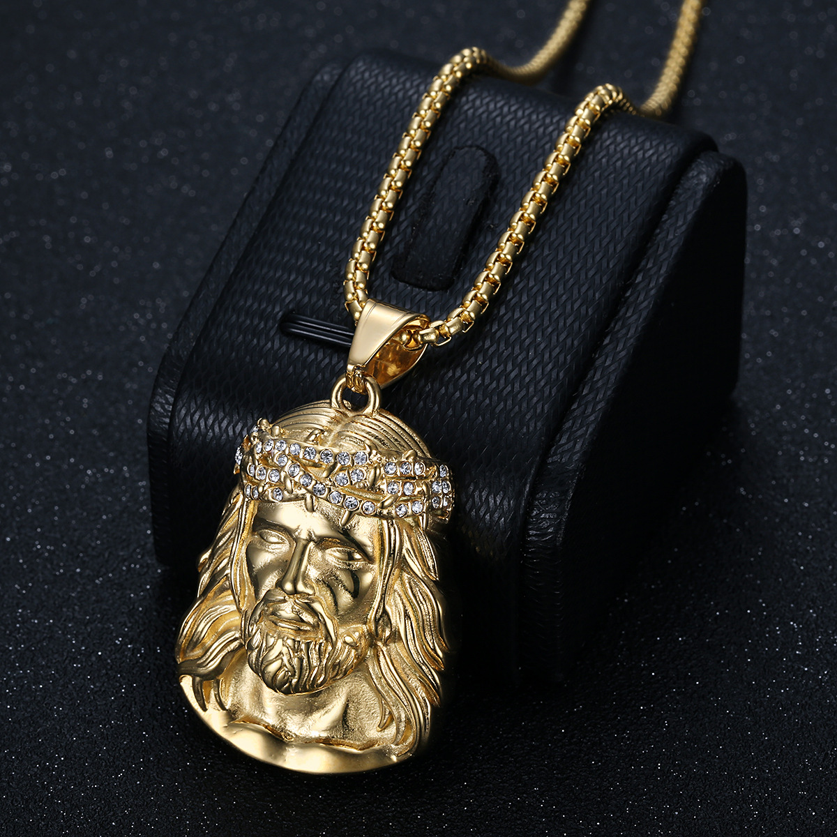 Hip-hop Retro Solid Color Jesus Titanium Steel Plating Unisex Charms Necklace display picture 2