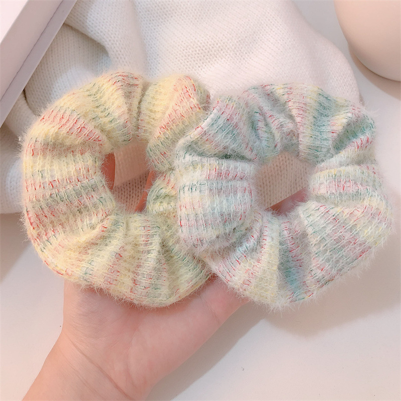 Elegant Gradient Mohair Knitted Scrunchie For Autumn Winter Style_voghion.com