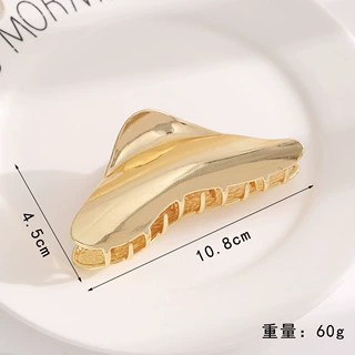 定制金色合金盘发抓夹女高马尾精致后脑勺发夹女百搭装饰鲨鱼夹