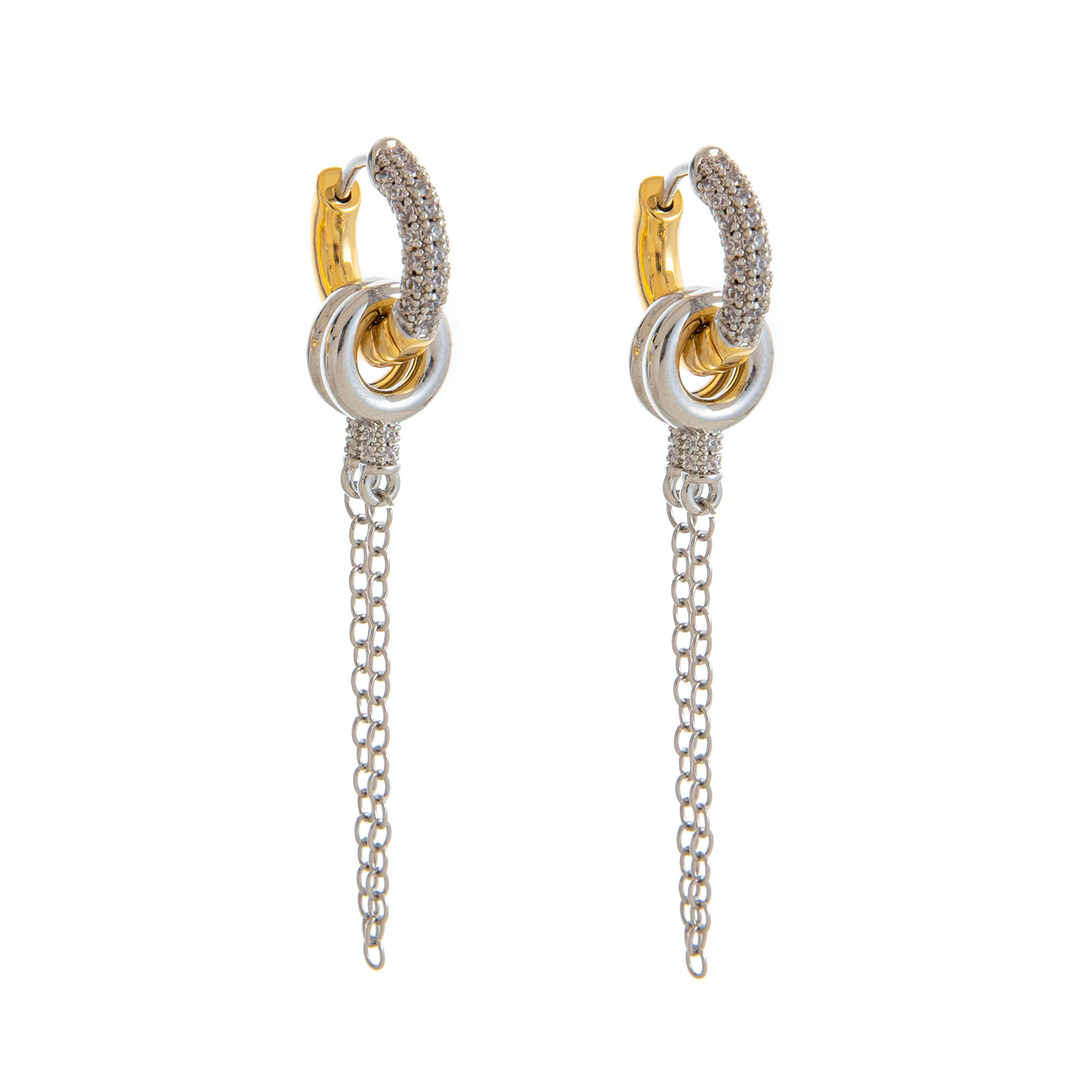 Zircon Ear Studs Two Ways To Wear Earrings With Chain