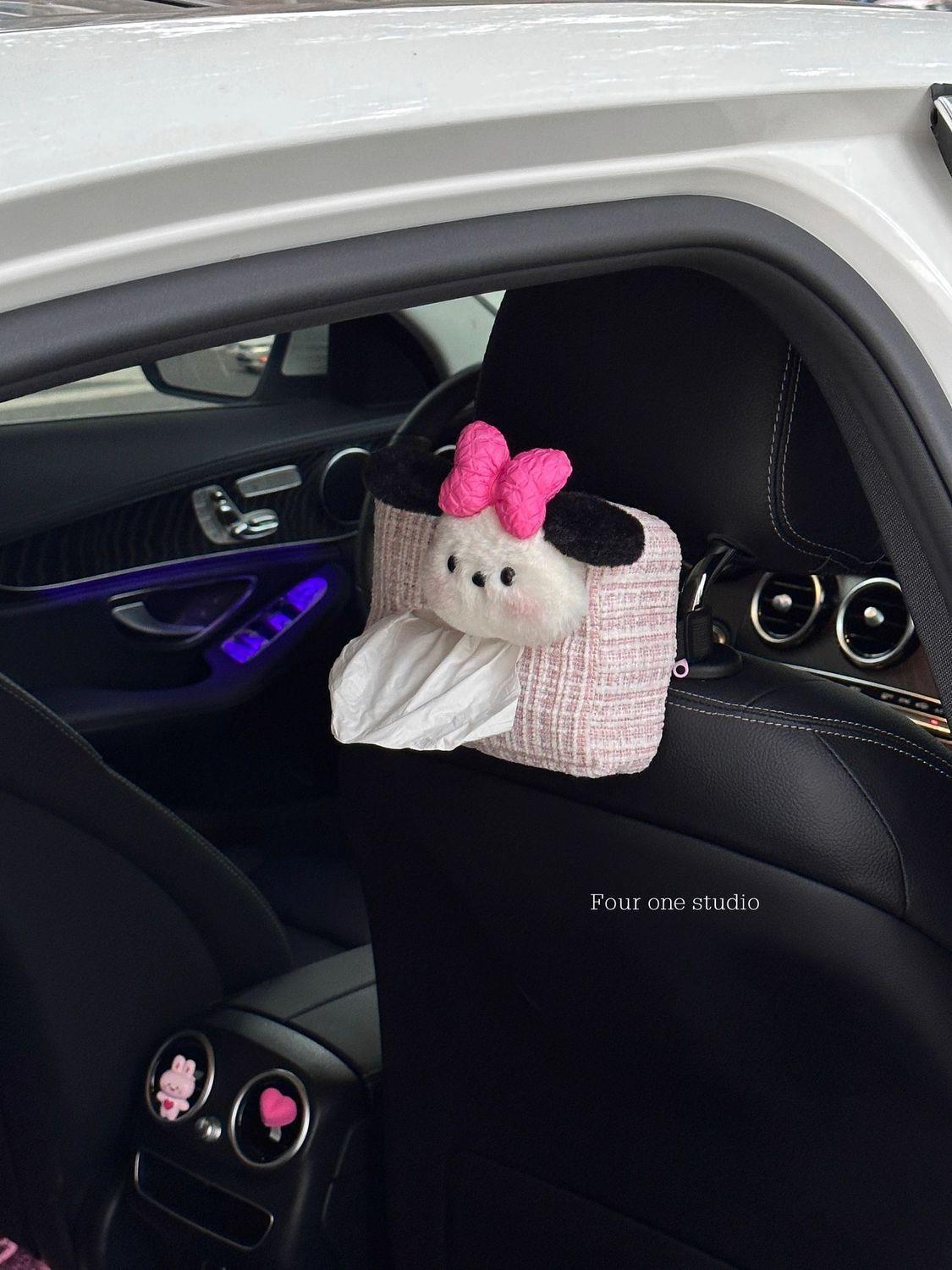 Cute car tissue box, tissue holder, little dog car hanging tissue bag, car decoration, dashboard ornament