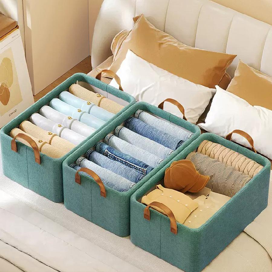 Foldable Fabric Storage Box for Home Dormitory, Clothes and Pants Wardrobe Storage Bin, Large Capacity Multifunctional Organizer